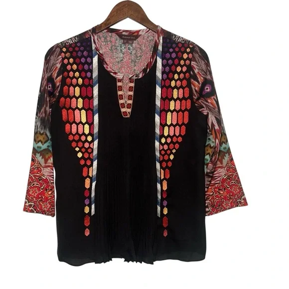Ranna Gill Anthropologie Embroidered Spectral Peasant Top Blouse Size Small‎ - Picture 3 of 8